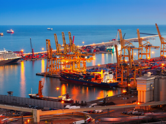 Barcelona Port at night